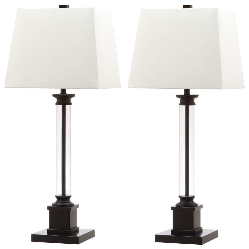 Safavieh - Set of 2 - Davis Table Lamp 30.5" Black Clear Off White Silver Cotton Acrylic LIT4266A-SET2 683726401513