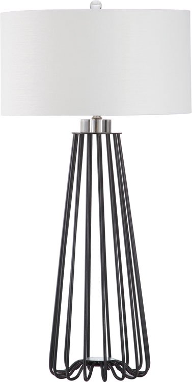 Safavieh - Set of 2 - Estill Table Lamp 34" Black Off White Clear Silver Cotton Metal LIT4271A-SET2 683726401896