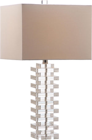 Safavieh Swift Table Lamp 26.5" Clear Off White Silver Cotton Crystal Iron LIT4286A 683726404255