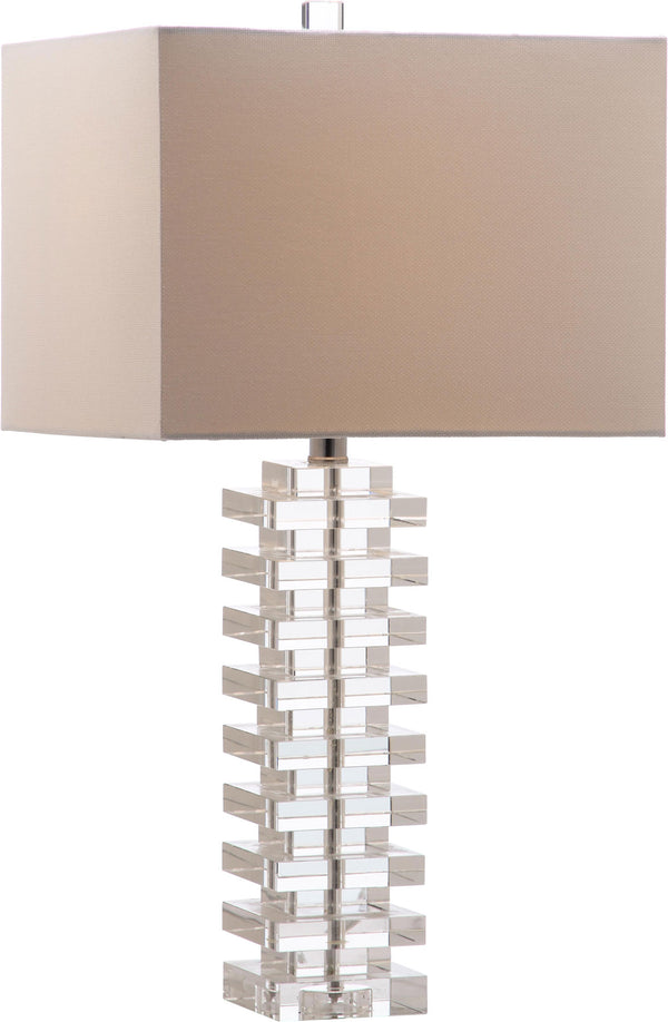 Safavieh Swift Table Lamp 26.5" Clear Off White Silver Cotton Crystal Iron LIT4286A 683726404255