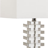 Safavieh Swift Table Lamp 26.5" Clear Off White Silver Cotton Crystal Iron LIT4286A 683726404255