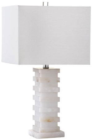 Safavieh Cinder Table Lamp 24.5" White Silver Clear Cotton Marble LIT4287A 683726404262