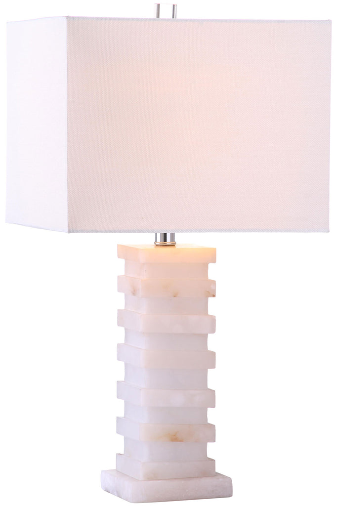 Safavieh Cinder Table Lamp 24.5" White Silver Clear Cotton Marble LIT4287A 683726404262
