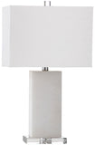Safavieh Martin Table Lamp 24" White Silver Clear Cotton Marble LIT4288A 683726404279