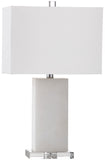 Safavieh Martin Table Lamp 24" White Silver Clear Cotton Marble LIT4288A 683726404279