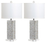 Safavieh - Set of 2 - Skagway Table Lamp 25.5" Black Cream Off White Silver Clear Cotton Shell LIT4289A-SET2 683726404354