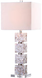 Safavieh - Set of 2 - Rafferty Table Lamp 29" Cream Off White Silver Clear Cotton Shell LIT4291A-SET2 683726885399