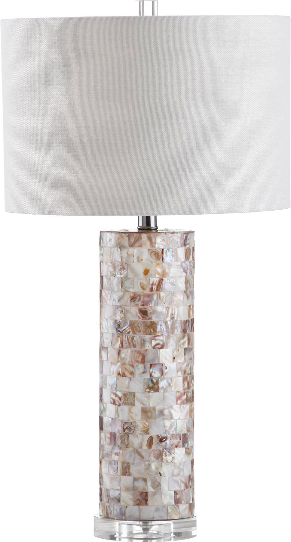 Safavieh - Set of 2 - Boise Table Lamp 27.5" Cream Off White Silver Clear Cotton Shell LIT4292A-SET2 683726404668