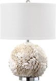 Safavieh Pauley Table Lamp 23" White Silver Chrome Cotton Shell LIT4297A 683726405726