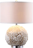 Safavieh Pauley Table Lamp 23" White Silver Chrome Cotton Shell LIT4297A 683726405726