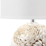 Safavieh Pauley Table Lamp 23" White Silver Chrome Cotton Shell LIT4297A 683726405726