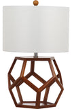 Safavieh Delaney Table Lamp 23.75" Brown Off White Silver Cotton Solid Wood LIT4298A 683726405795