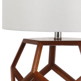 Safavieh Delaney Table Lamp 23.75" Brown Off White Silver Cotton Solid Wood LIT4298A 683726405795