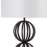 Safavieh Suzie Sphere Floor Lamp 58.25" Black Off White Cotton Metal LIT4300A 683726405955