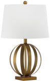 Safavieh - Set of 2 - Euginia Table Lamp Sphere 24.5" Gold Off White Cotton Metal LIT4310A-SET2 683726885283