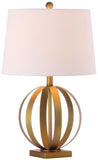Safavieh - Set of 2 - Euginia Table Lamp Sphere 24.5" Gold Off White Cotton Metal LIT4310A-SET2 683726885283