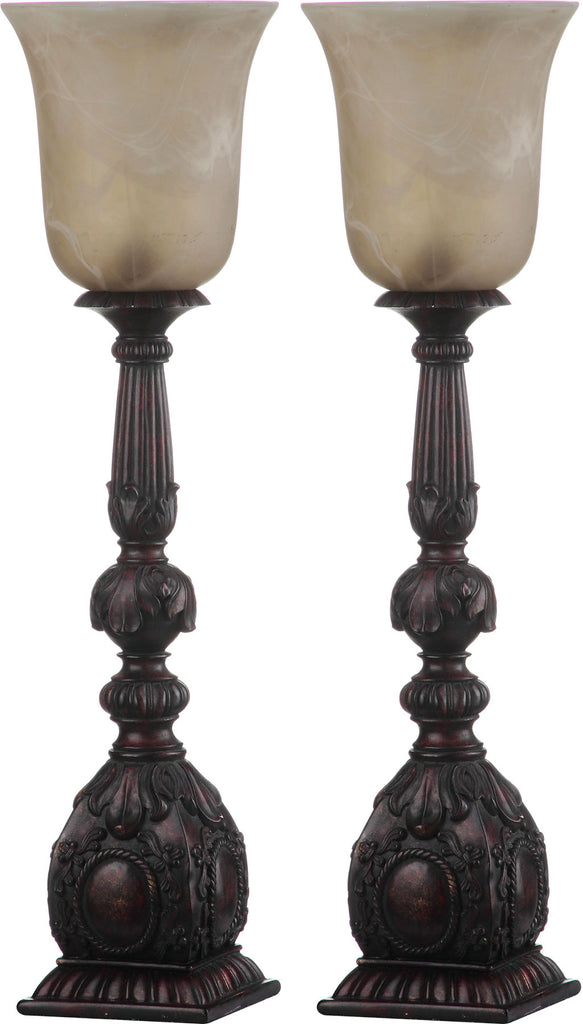 Safavieh - Set of 2 - Dion Table Lamp Arifact 27.5" Bronze Antique White Glass Resin LIT4311A-SET2 683726434627