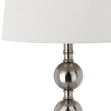 Safavieh - Set of 2 - Stacked Table Lamp Gazing Ball 32.5" Nickel Off White Silver Cotton Metal LIT4312A-SET2 683726434641