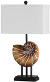 Safavieh - Set of 2 - Nautilus Table Lamp Shell 28" Light Brown Off White Black Gold Cotton Resin LIT4314A-SET2 683726885290