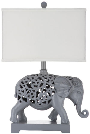 Safavieh - Set of 2 - Table Lamp Hathi Sculpture 25.5" Light Grey Off White Gold Cotton Resin LIT4315A-SET2 683726885306