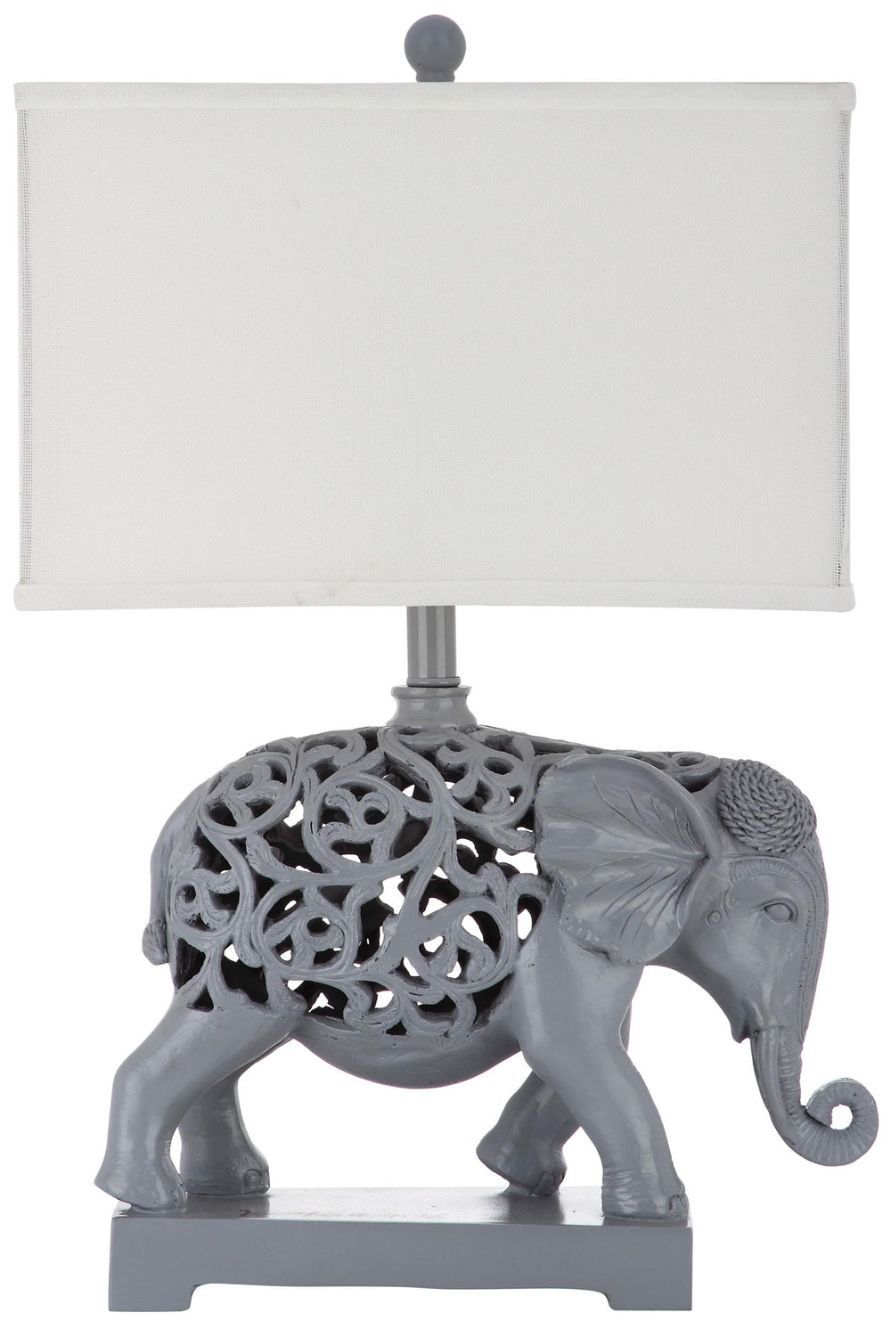 Safavieh - Set of 2 - Table Lamp Hathi Sculpture 25.5" Light Grey Off White Gold Cotton Resin LIT4315A-SET2 683726885306