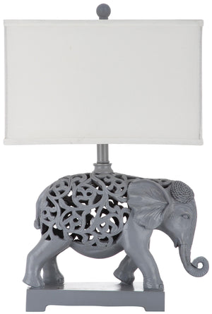 Safavieh - Set of 2 - Table Lamp Hathi Sculpture 25.5" Light Grey Off White Gold Cotton Resin LIT4315A-SET2 683726885306