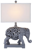 Safavieh - Set of 2 - Table Lamp Hathi Sculpture 25.5" Light Grey Off White Gold Cotton Resin LIT4315A-SET2 683726885306