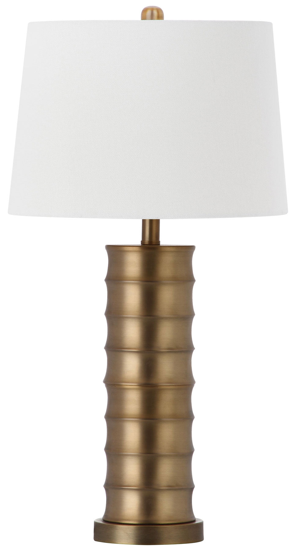 Safavieh - Set of 2 - Linus Table Lamp Column 28.5" Gold Off White Cotton Metal LIT4319A-SET2 683726437529