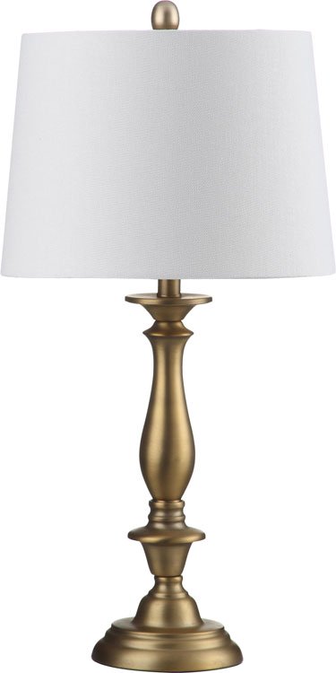 Safavieh - Set of 2 - Brighton Table Lamp Candlestick 29" Gold Off White Cotton Metal LIT4320A-SET2 683726437543