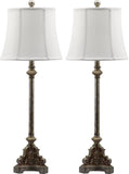 Safavieh - Set of 2 - Rimini Table Lamp Console 33.5" Antique Silver Off White Gold Cotton Metal LIT4324A-SET2 683726437642