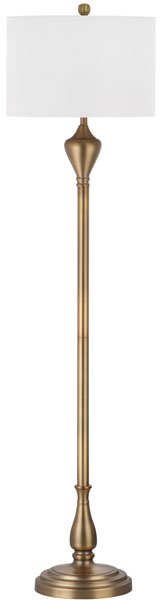 Safavieh Xenia Floor Lamp 60.5" Gold Off White Cotton Metal LIT4333A 683726437833