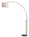 Safavieh Polaris Floor Lamp Arc 84" Antique Brass Off White Black Cotton Marble Metal LIT4349A 683726572244