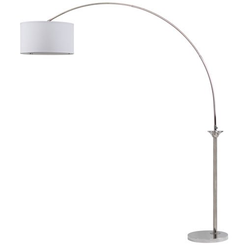 Safavieh Mira Floor Lamp Arc 84" Shine Nickel Off White Cotton Metal LIT4352A 683726572275