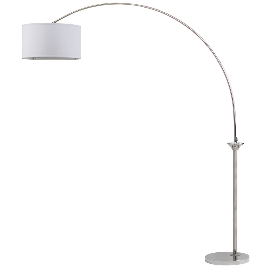 Safavieh Mira Floor Lamp Arc 84" Shine Nickel Off White Cotton Metal LIT4352A 683726572275