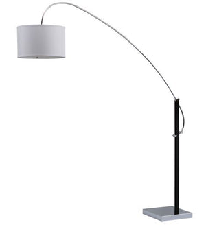 Safavieh Lyra Floor Lamp Adjustable Arc 111" Chrome Black Off White Cotton Metal LIT4353A 683726572282