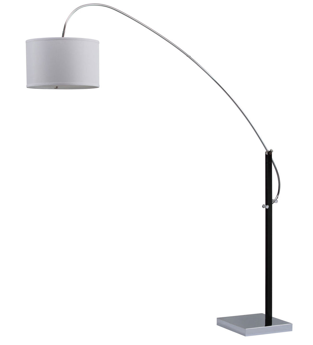 Safavieh Lyra Floor Lamp Adjustable Arc 111" Chrome Black Off White Cotton Metal LIT4353A 683726572282
