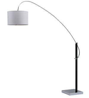 Safavieh Lyra Floor Lamp Adjustable Arc 111" Chrome Black Off White Cotton Metal LIT4353A 683726572282