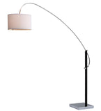 Safavieh Lyra Floor Lamp Adjustable Arc 111" Chrome Black Off White Cotton Metal LIT4353A 683726572282