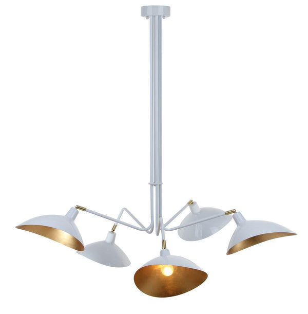 Safavieh Lettie Pendant Leaf Detail 5 Light 49" White Gold Metal LIT4362A 889048099586