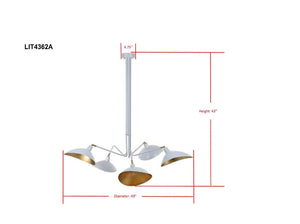 Safavieh Lettie Pendant Leaf Detail 5 Light 49" White Gold Metal LIT4362A 889048099586