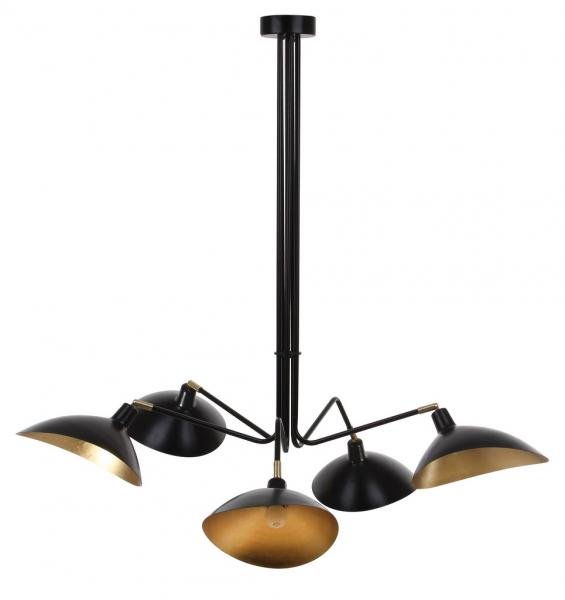 Safavieh Lettie Pendant Leaf Detail 5 Light 49" Black Gold Metal LIT4362B 889048099593