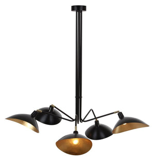 Safavieh Lettie Pendant Leaf Detail 5 Light 49" Black Gold Metal LIT4362B 889048099593