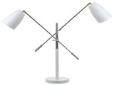 Safavieh Mavis Table Lamp Adjustable 32" White Gold Metal LIT4363A 889048099609