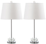 Safavieh - Set of 2 - Beverly Table Lamp 23" Clear Off White Chrome Silver Cotton Crystal Metal LIT4365A-SET2 889048117938
