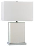 Safavieh - Set of 2 - Dana Table Lamp 23" Clear Off White Chrome Silver Cotton Mirror LIT4369A-SET2 889048117976