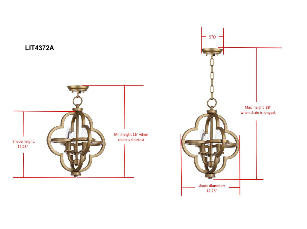 Safavieh Mila Pendant Adjustable Orb 12.25" Gold Metal LIT4372A 889048115972
