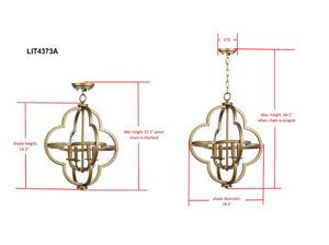 Safavieh Millard Pendant Adjustable Orb 18.5" Gold Metal LIT4373A 889048115989