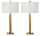 Safavieh - Set of 2 - Perri Table Lamp Crystal Base 30" Gold Off White Cotton Metal LIT4378A-SET2 889048118027