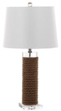 Safavieh - Set of 2 - Boyd Table Lamp Rope 26.5" Brown Off White Chrome Clear Silver Cotton LIT4379A-SET2 889048118034