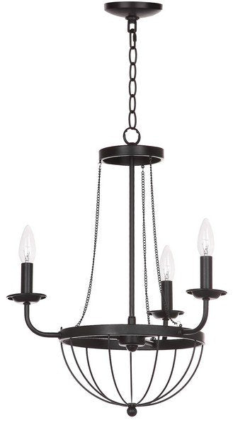 Safavieh Jacques Chandelier Adjustable 18" Black Metal LIT4383A 889048116115